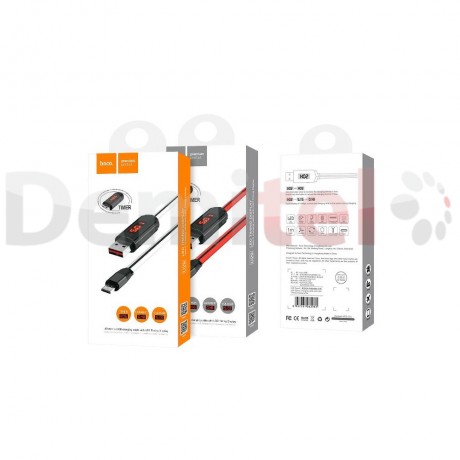 Кабел HOCO U29 Micro USB с LED дисплей Бял