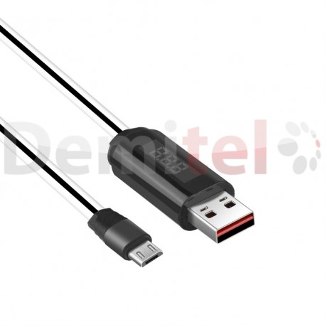 Кабел HOCO U29 Micro USB с LED дисплей Бял