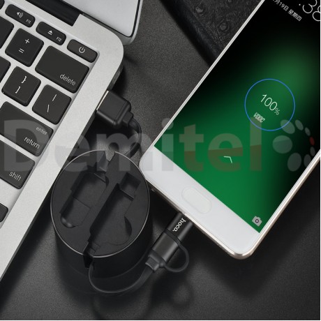 Кабел HOCO U23 2in1 Micro-USB и Type-C Златист