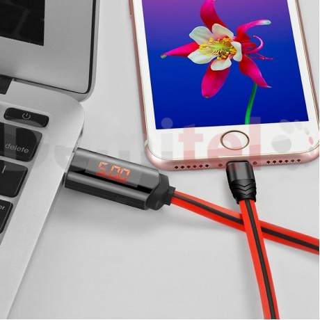 Кабел HOCO U29 Lightning с LED дисплей Бял