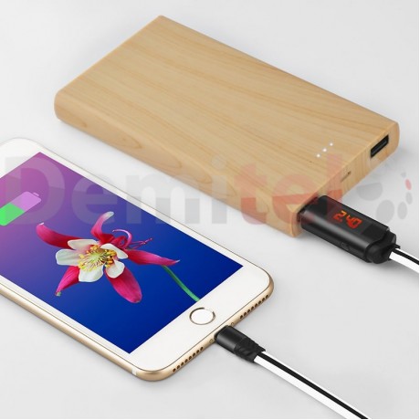 Кабел HOCO U29 Lightning с LED дисплей Бял