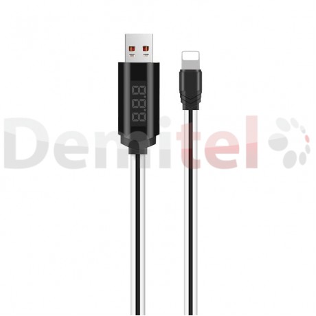 Кабел HOCO U29 Lightning с LED дисплей Бял