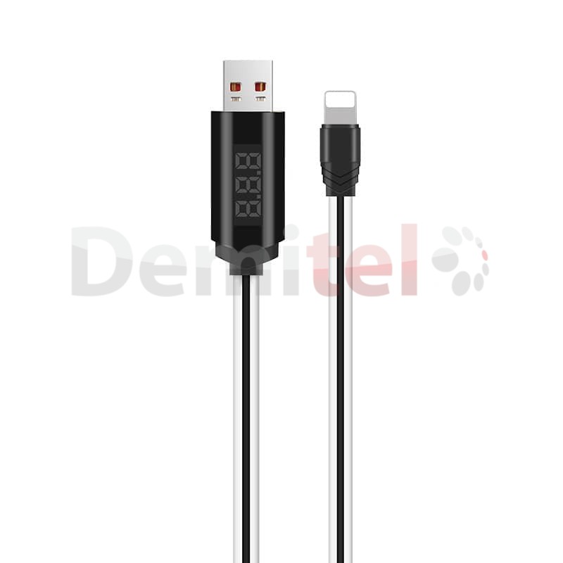 Кабел HOCO U29 Lightning с LED дисплей Бял