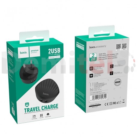 Зарядно HOCO C67A Shell 220V 2.4A Черно