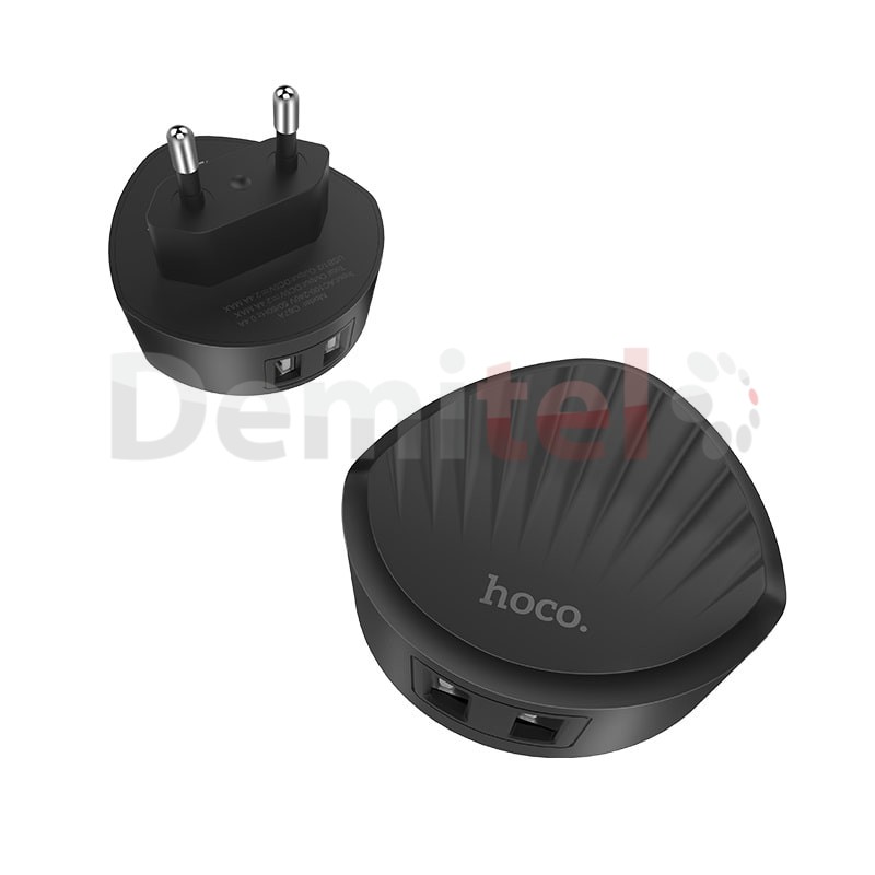 Зарядно HOCO C67A Shell 220V 2.4A Черно