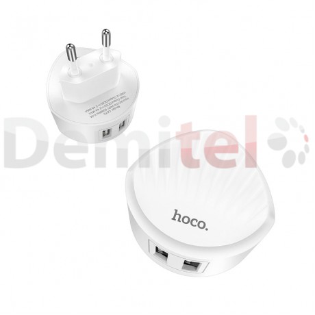 Зарядно HOCO C67A Shell 220V 2.4A Бяло