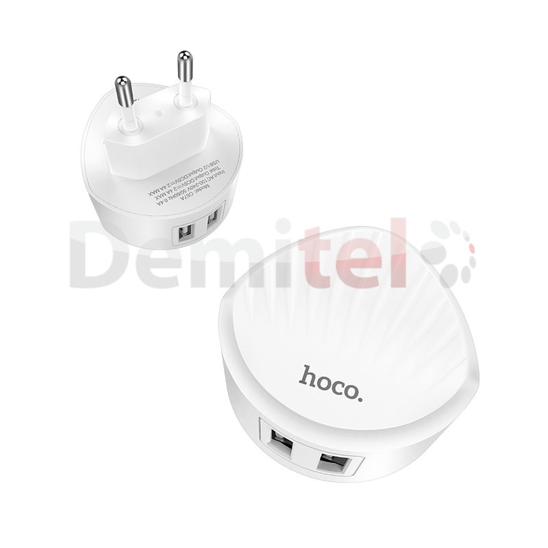 Зарядно HOCO C67A Shell 220V 2.4A Бяло