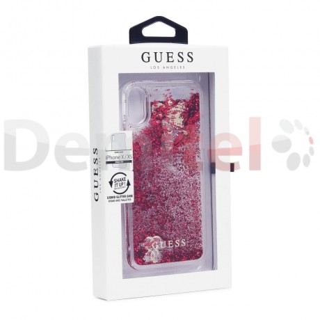 Силиконов гръб GUESS Glitter за iPhone X/XS Розов
