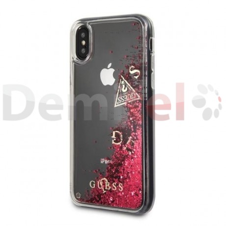 Силиконов гръб GUESS Glitter за iPhone X/XS Розов