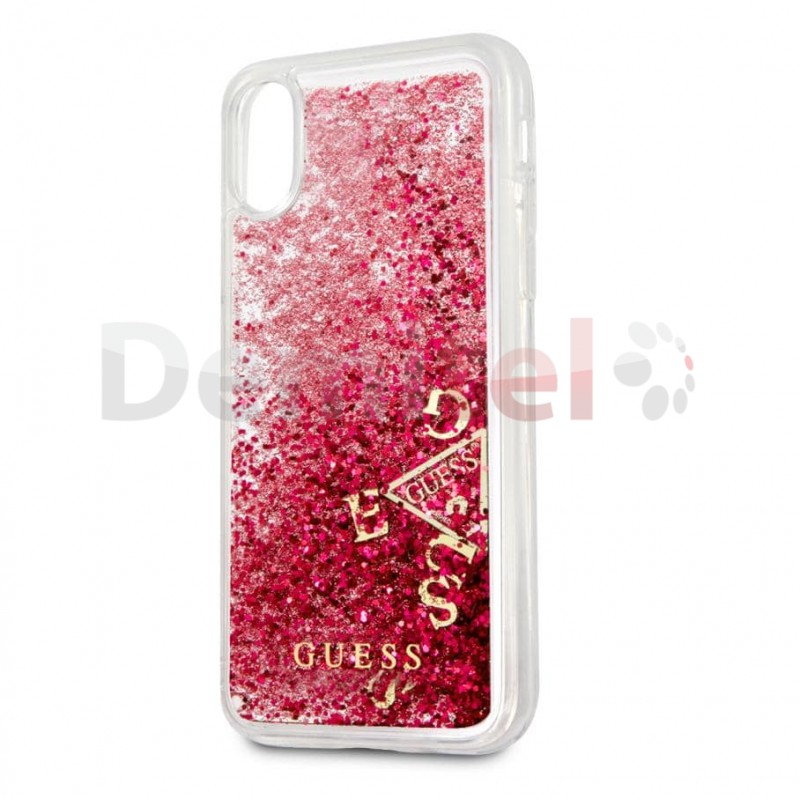 Силиконов гръб GUESS Glitter за iPhone X/XS Розов