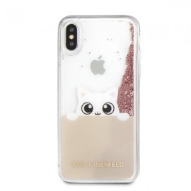 Силиконов гръб KARL LAGERFELD Peek-A-Boo Glitter за iPhone X/XS Златист 