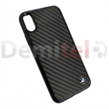 Силиконов гръб BMW с карбон за iPhone X/XS Черен