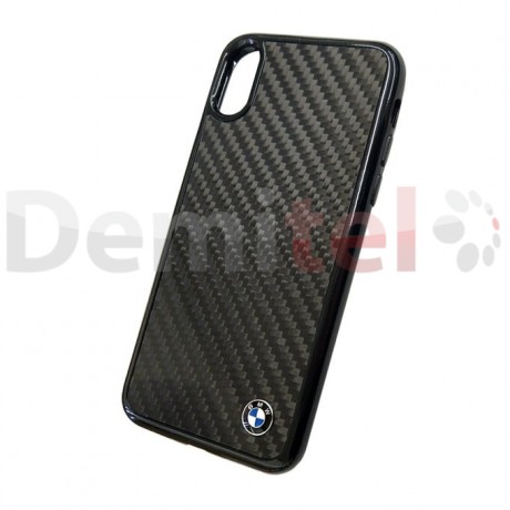 Силиконов гръб BMW с карбон за iPhone X/XS Черен