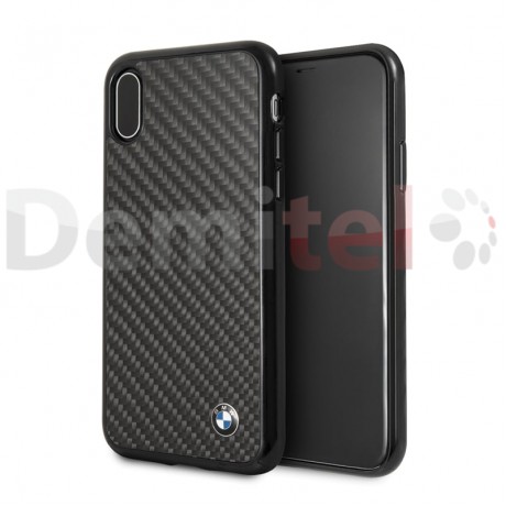 Силиконов гръб BMW с карбон за iPhone X/XS Черен