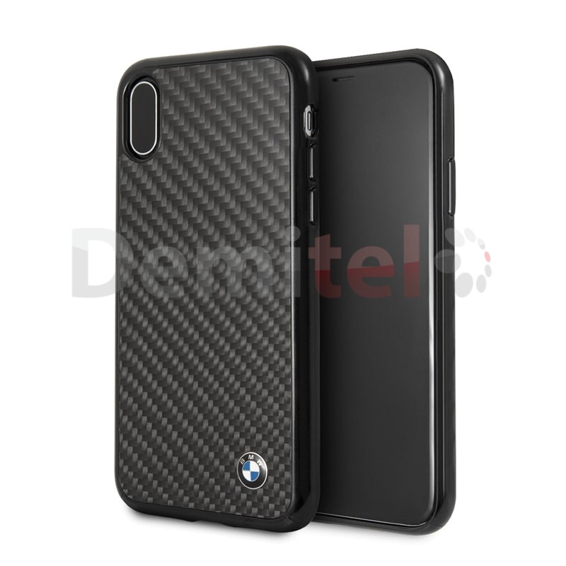 Силиконов гръб BMW с карбон за iPhone X/XS Черен