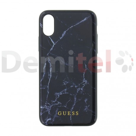 Силиконов гръб GUESS Marble за iPhone X/XS Черен