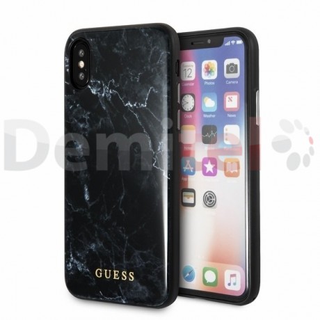 Силиконов гръб GUESS Marble за iPhone X/XS Черен