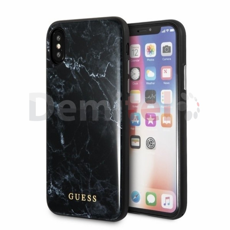 Силиконов гръб GUESS Marble за iPhone X/XS Черен