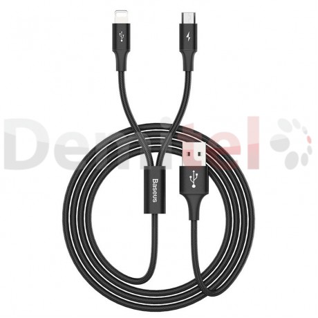 Кабел BASEUS Rapid 2in1 Micro-USB и Lightning 1.2м Черен