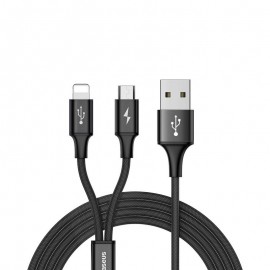 Кабел BASEUS Rapid 2in1 Micro-USB и Lightning 1.2м Черен 