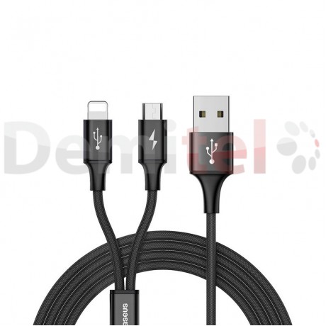 Кабел BASEUS Rapid 2in1 Micro-USB и Lightning 1.2м Черен