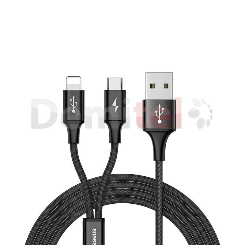 Кабел BASEUS Rapid 2in1 Micro-USB и Lightning 1.2м Черен