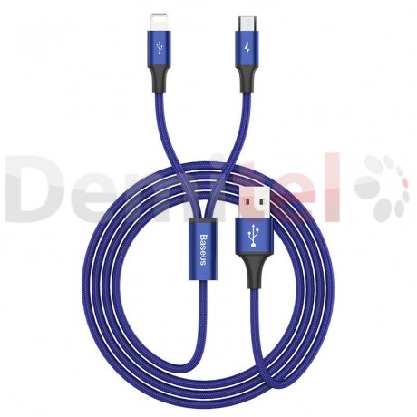 Кабел BASEUS Rapid 2in1 Micro-USB и Lightning 1.2м Син