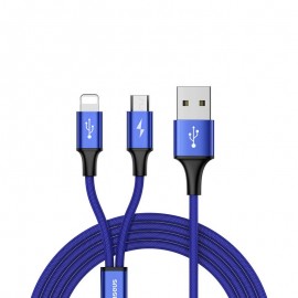 Кабел BASEUS Rapid 2in1 Micro-USB и Lightning 1.2м Син 