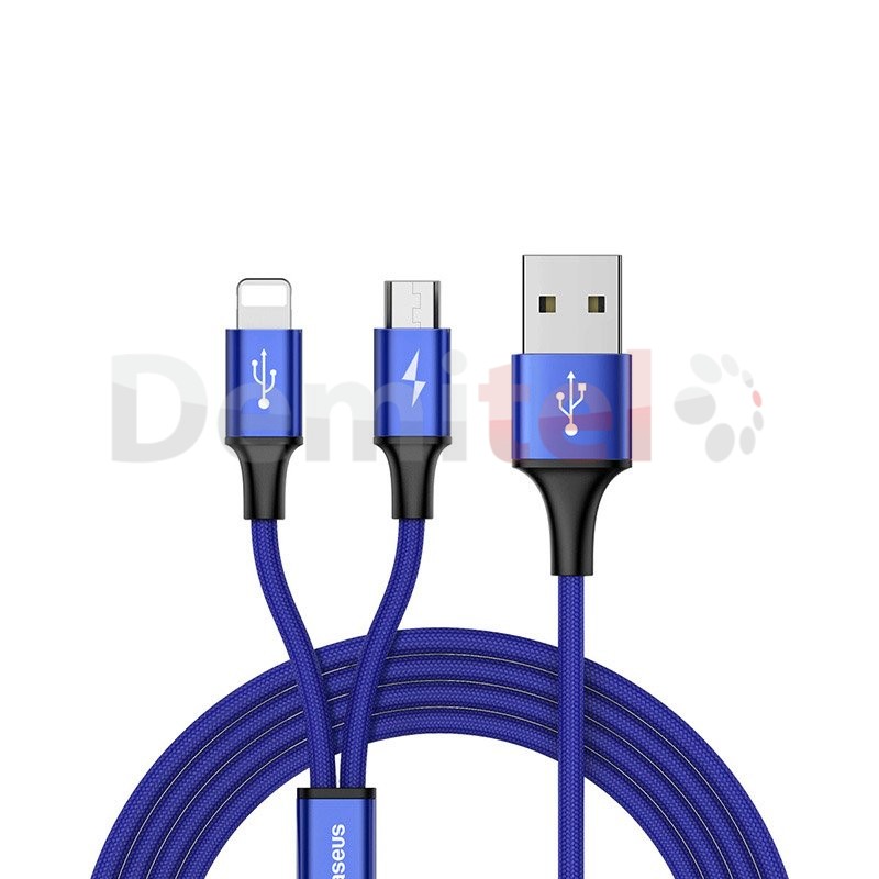 Кабел BASEUS Rapid 2in1 Micro-USB и Lightning 1.2м Син