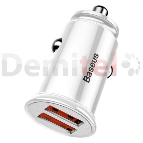 Зарядно за кола BASEUS Circular Dual QC3.0 Бяло