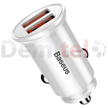 Зарядно за кола BASEUS Circular Dual QC3.0 Бяло