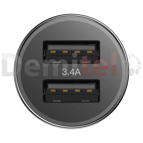 Зарядно за кола BASEUS Small Screw с Lightning кабел Черно