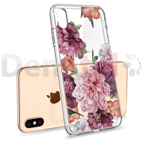 Силиконов гръб CYRILL Cecile Rose Floral за iPhone X/XS Прозрачен