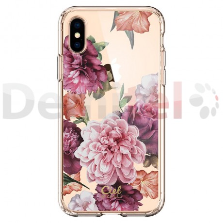 Силиконов гръб CYRILL Cecile Rose Floral за iPhone X/XS Прозрачен