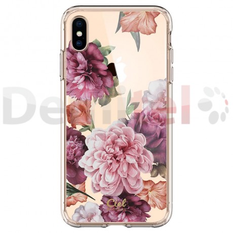 Силиконов гръб CYRILL Cecile Rose Floral за iPhone XS Max Прозрачен