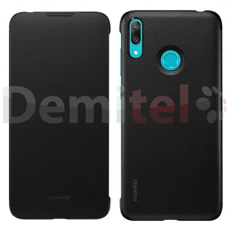 Тефтер HUAWEI PU Flip Cover за Y7 2019 Черен