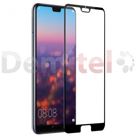 Стъклен протектор с кант за HUAWEI P20 Черен