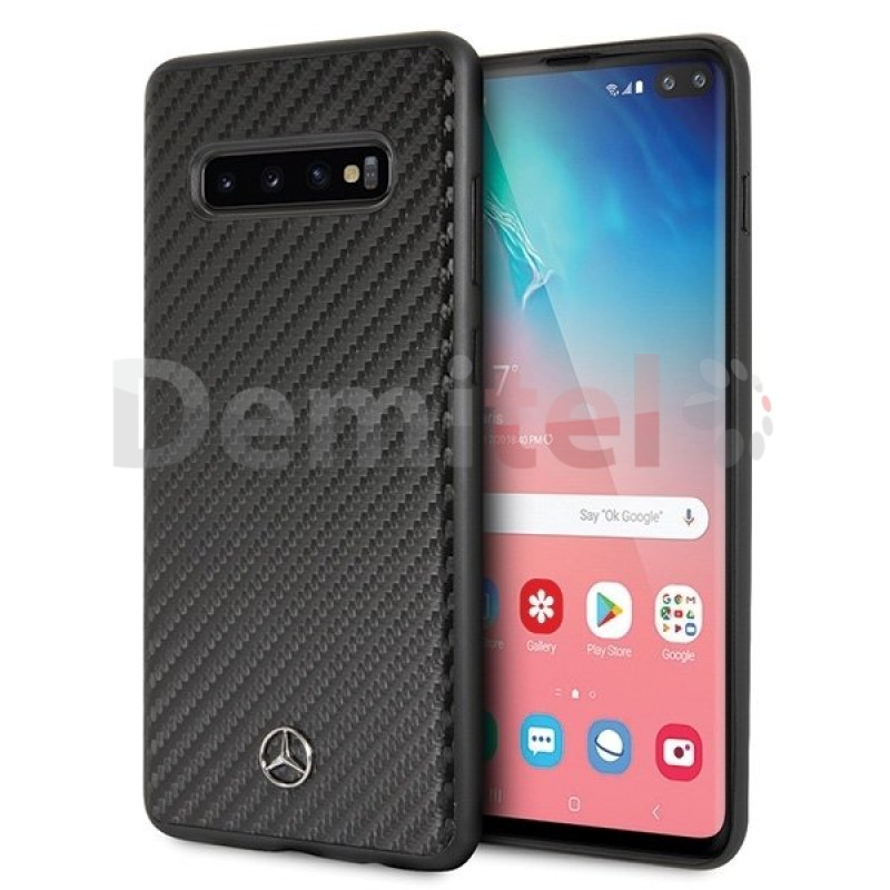 Силиконов гръб MERCEDES-BENZ Dynamic с карбон за Galaxy S10 Plus Черен