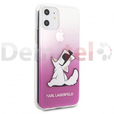 Силиконов гръб KARL LAGERFELD Choupette Fun Sunglasses за iPhone 11 Розов