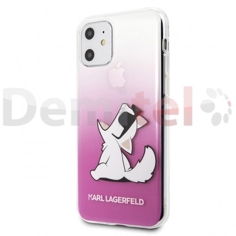 Силиконов гръб KARL LAGERFELD Choupette Fun Sunglasses за iPhone 11 Розов