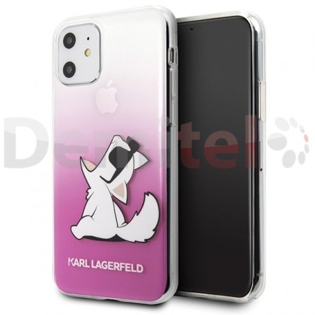 Силиконов гръб KARL LAGERFELD Choupette Fun Sunglasses за iPhone 11 Розов
