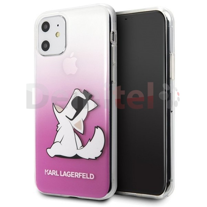 Силиконов гръб KARL LAGERFELD Choupette Fun Sunglasses за iPhone 11 Розов