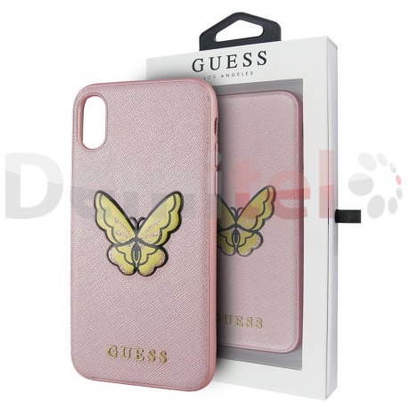 Силиконов гръб GUESS Saffiano Butterfly за iPhone 8 Розов