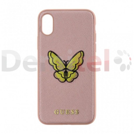 Силиконов гръб GUESS Saffiano Butterfly за iPhone 8 Розов