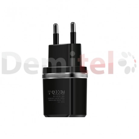 Зарядно HOCO C12 220V 2.4A с Micro-USB кабел Черно