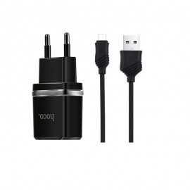 Зарядно HOCO C12 220V 2.4A с Micro-USB кабел Черно 