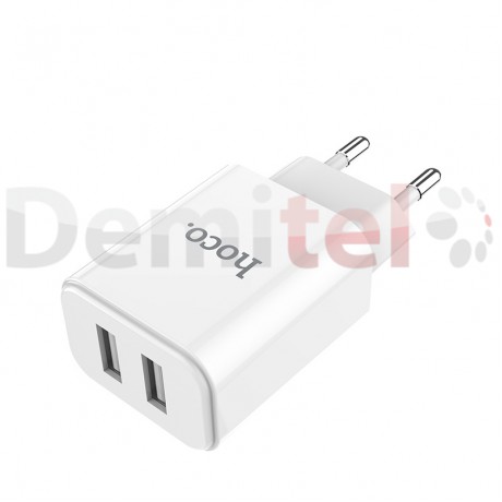 Зарядно HOCO C62A 220V 2.1A с Lightning кабел Бяло