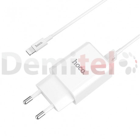 Зарядно HOCO C62A 220V 2.1A с Lightning кабел Бяло