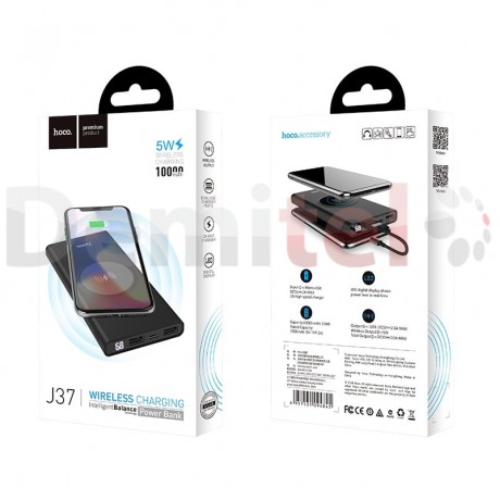 Преносима батерия HOCO J37 с безжично зареждане 10000mAh Черен