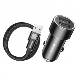 Зарядно за кола BASEUS Small Screw с Type-C кабел Черно 